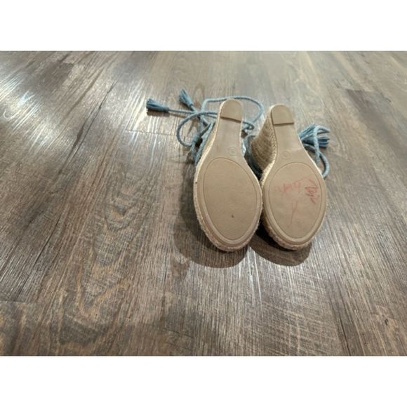 MERONA Wedge Shoes Target Merona Meredith Blue Canvas Platform Sandal Size 8 - Picture 3 of 6